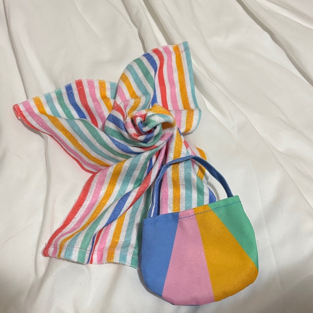 Colorful Striped Beach Towel and Bag Set